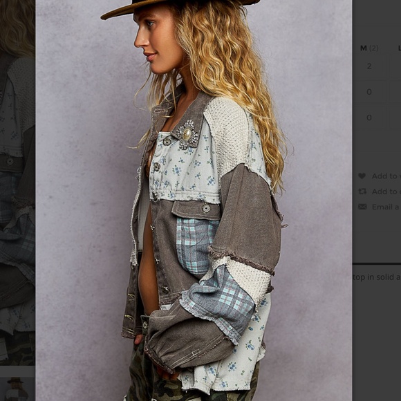 POL “Ana 2 “ POL Printed and Twill  Fabric Mixed Jacket Shacket - Picture 3 of 5